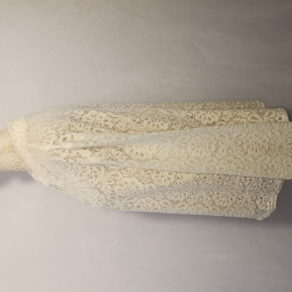 J Jill Women's Ivory Floral Lace Button Down Collared Wool Blend Blouse Size M - Picture 7 of 15